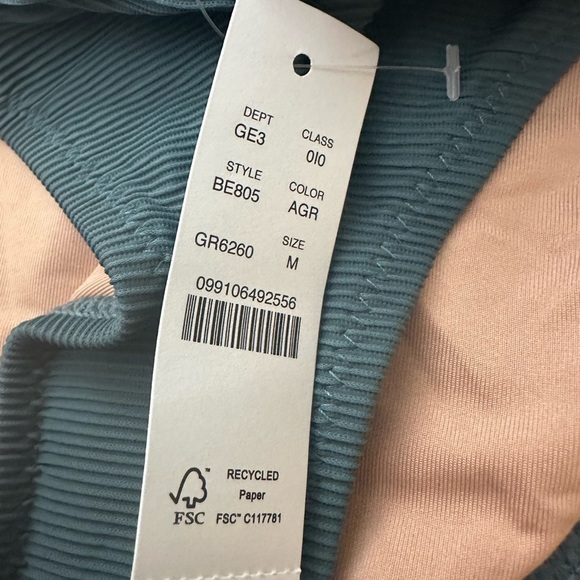 J.Crew Ribbed Curved-Waist Cheeky String Bikini Bottoms Swim Medium Blue/Green - Picture 3 of 7